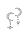 Sterling Forever Crescent & Star Drop Studs - Silver In Silver