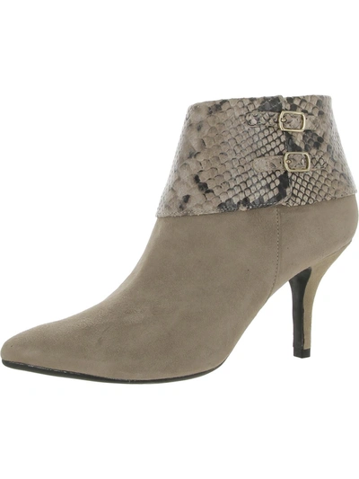 Vaneli Kandee Womens Faux Leather Animal Print Ankle Boots In Grey