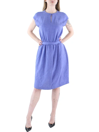Anne Klein Womens Keyhole Knee Length Sheath Dress In Blue