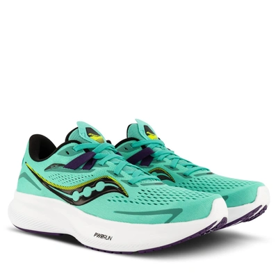 Saucony Women's Ride 15 Running Shoes In Cool Mint/acid In Blue