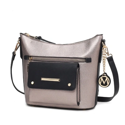 Mkf Collection By Mia K Serenity Color Block Vegan Leather Women's Crossbody Bag By Mia K In Silver