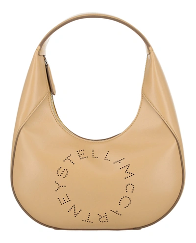 Stella Mccartney Logo Hobo Shoulder Bag In Camel