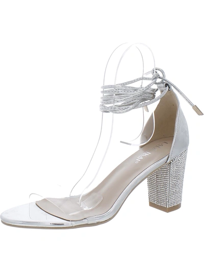 Lala Ikai Womens Rhinestone Ankle Strappy Sandals In White