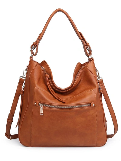 Urban Expressions Brooklyn Womens Faux Leather East/west Hobo Handbag In Brown