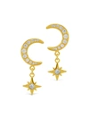 Sterling Forever Crescent & Star Drop Studs - Silver In Gold