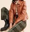 Free People Josie Jacket Cognac Vegan In Green
