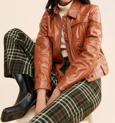 Free People Josie Jacket Cognac Vegan In Green