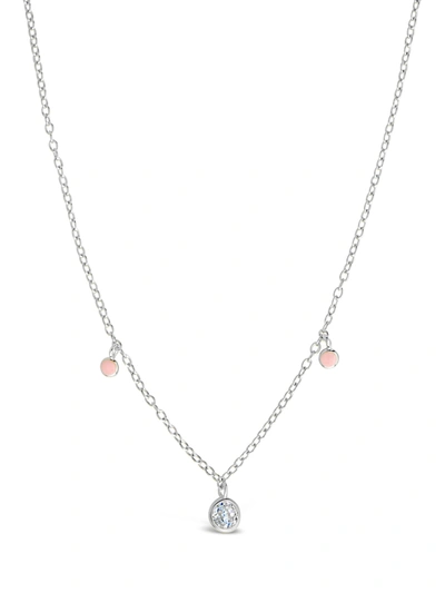 Sterling Forever Enamel & Cz Charm Necklace In Silver