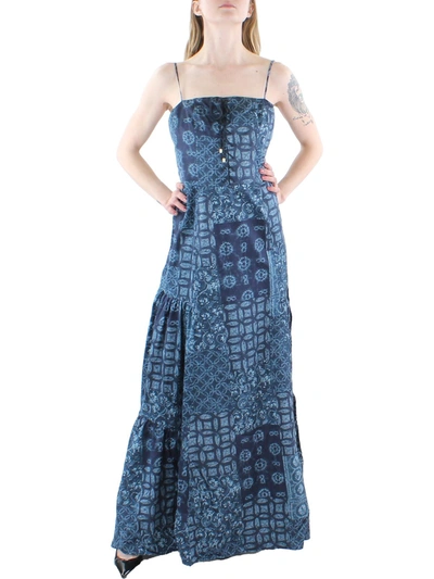 Lauren Ralph Lauren Womens Woven Printed Maxi Dress In Blue