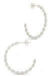 Sterling Forever Cz Ezell Hoops In Silver