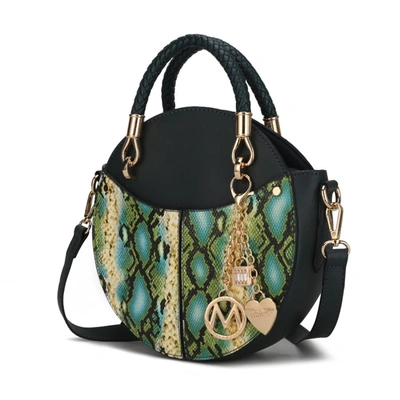 Mkf Collection By Mia K Camille Faux Snakeskin Vegan Leather Women's Round Crossbody Bag By Mia K In Blue