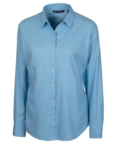 Cutter & Buck Ladies' Windward Twill Long Sleeve Shirt In Blue