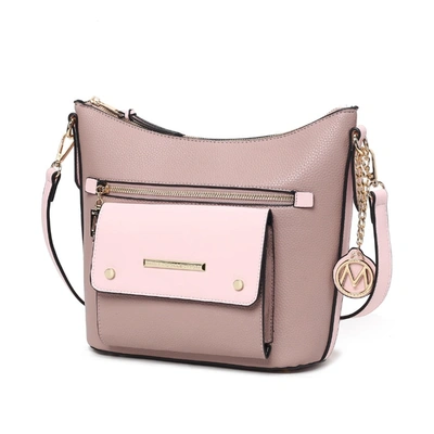 Mkf Collection By Mia K Serenity Color Block Vegan Leather Women's Crossbody Bag By Mia K In Pink