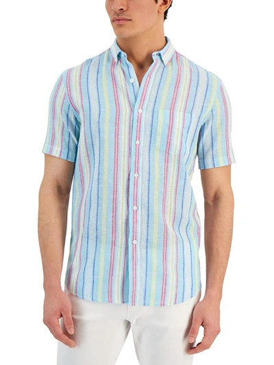 Club Room Mens Linen Blend Striped Button-down Shirt In Multi