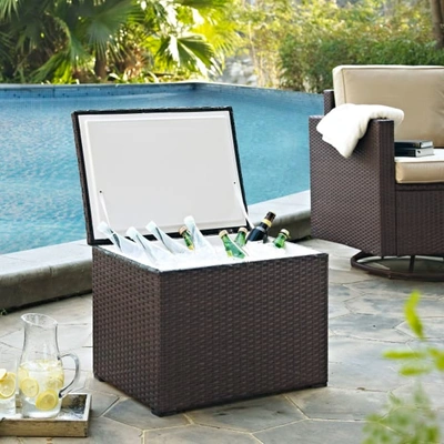 Crosley Furniture Palm Harbor Outdoor Wicker 60-quart Cooler In Brown