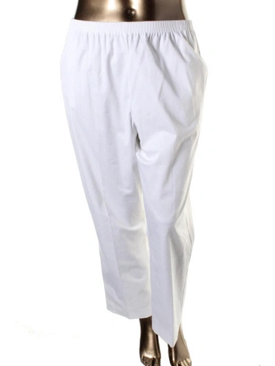 Alfred Dunner Womens Solid Stretch Casual Pants In White
