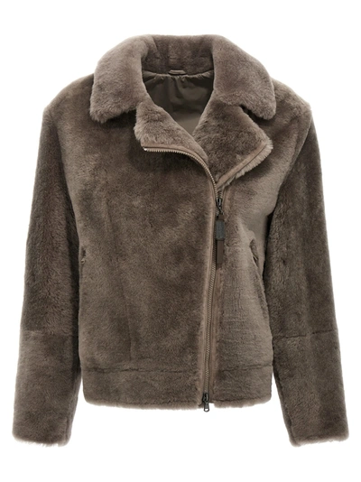 Brunello Cucinelli Biker Fur In Grey