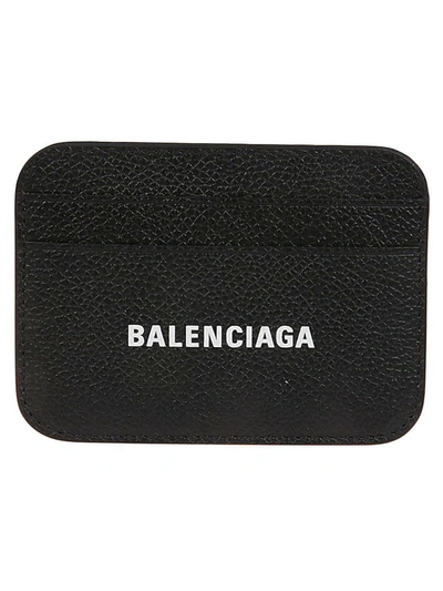 Balenciaga Cash Leather Card Case In Black