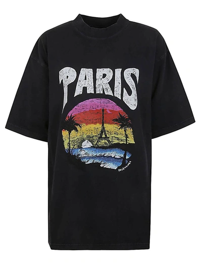 Balenciaga Paris Tropical T-shirt In Black