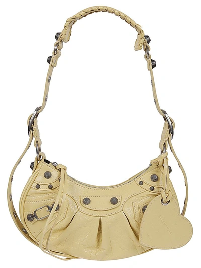 Balenciaga Le Cagole Xs Leather Shoulder Bag In Yellow