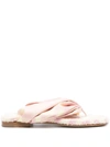 Burberry Check Printed Open-toe Flat Sandals In White