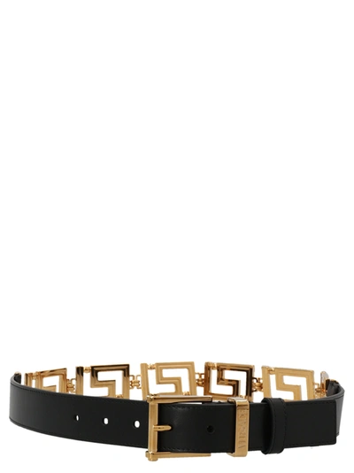Versace Logo Chain Belts Black