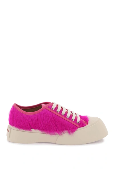 Marni Pablo Calf-hair Sneakers In Fuchsia