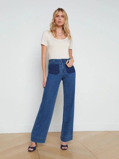 L Agence Nolan High Rise Patch Pocket Wide-leg Jeans In Dorsey