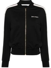 Palm Angels Logo Printed Zipped Track Jacket In Black
