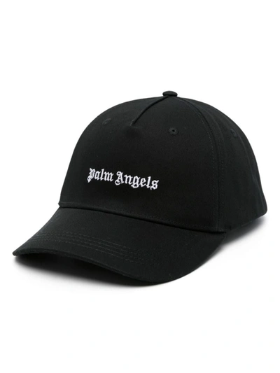 Palm Angels Men's Logo Cotton Baseball Cap In Black