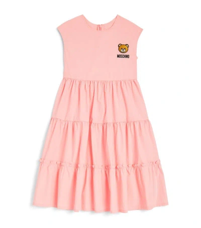 Moschino Kids' Logo Embroidery Dress In Pink