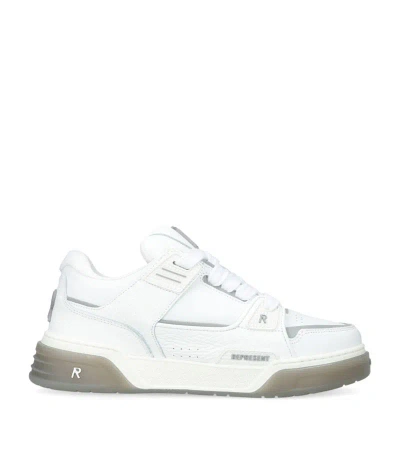 Represent Studio Panelled Leather Mid-top Trainers In White