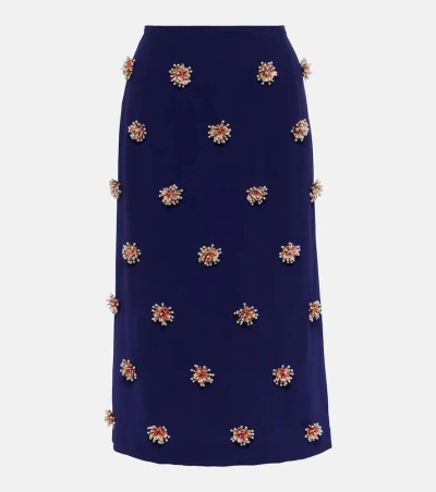 Dries Van Noten Salby Embellished Midi Skirt In Pink & Purple