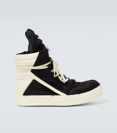 Rick Owens Geobasket High-top Leather Trainers In Black