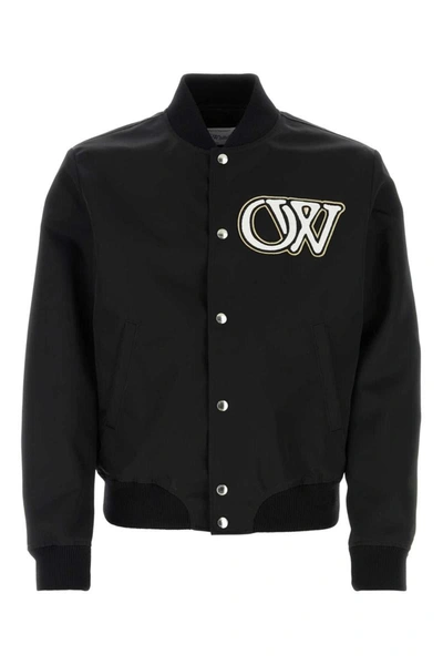 Off-white Logo-patch Bomber Jacket In Black