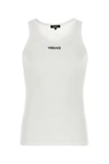 Versace Geripptes Tanktop Aus Baumwolle Mit Logo In White