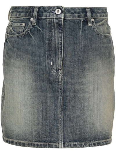 Kenzo Denim Mini Skirt In Grey