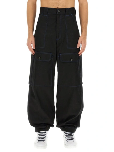 Msgm Wide Leg Pants In Black