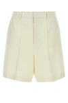 Valentino Wool Blend High-waisted Bermuda Shorts In White