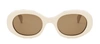 Celine Triomphe Acetate Oval Sunglasses In Bone Brown