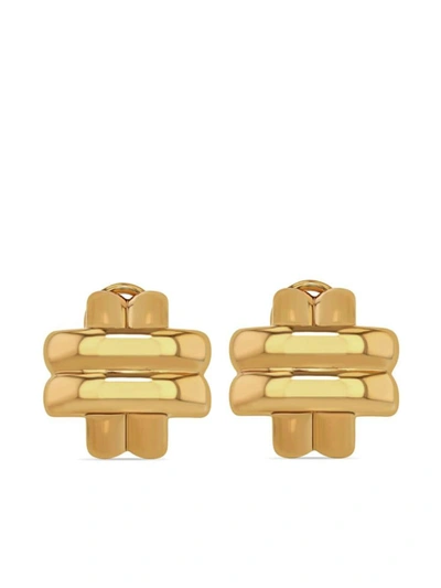 Anine Bing Double Cross Earrings In Gold In Grey