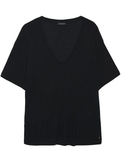 Anine Bing Vale V-neck T-shirt In Black