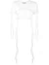 Blumarine T-shirt With Flounces And Ruffles In N0100 Ottico