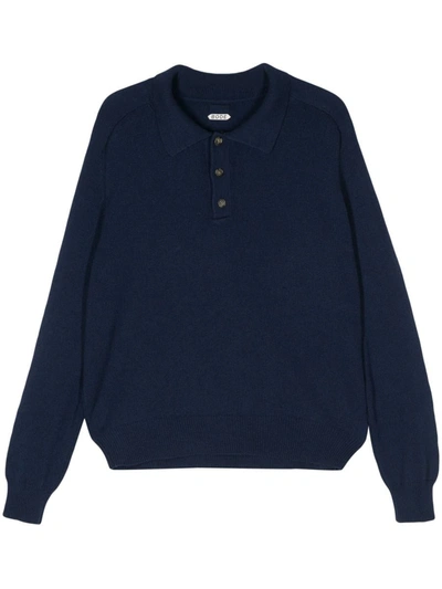 Bode 针织羊绒polo衫 In Navy