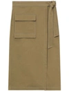 Closed Tie-fastening Cotton Midi Skirt In 913 Taupe Beige