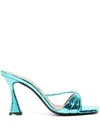 D’accori Lust Mule High Heels In Chameleon Blue