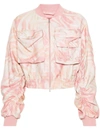 Diesel Abstract-print Cropped Bomber Jacket In 3cia