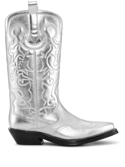 GANNI GANNI MID SHAFT EMBROIDERED WESTERN SHOES