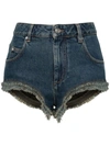 Isabel Marant Anieda Fringed Denim Shorts In Blue
