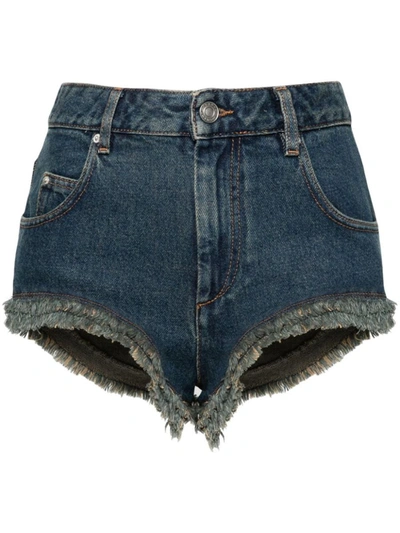 Isabel Marant Eneidao Frayed Denim Shorts In Blue